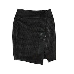 LORD & TAYLOR 424 Fifth 2 Faux Leather Textured Coated Zip Moto Pencil Skirt